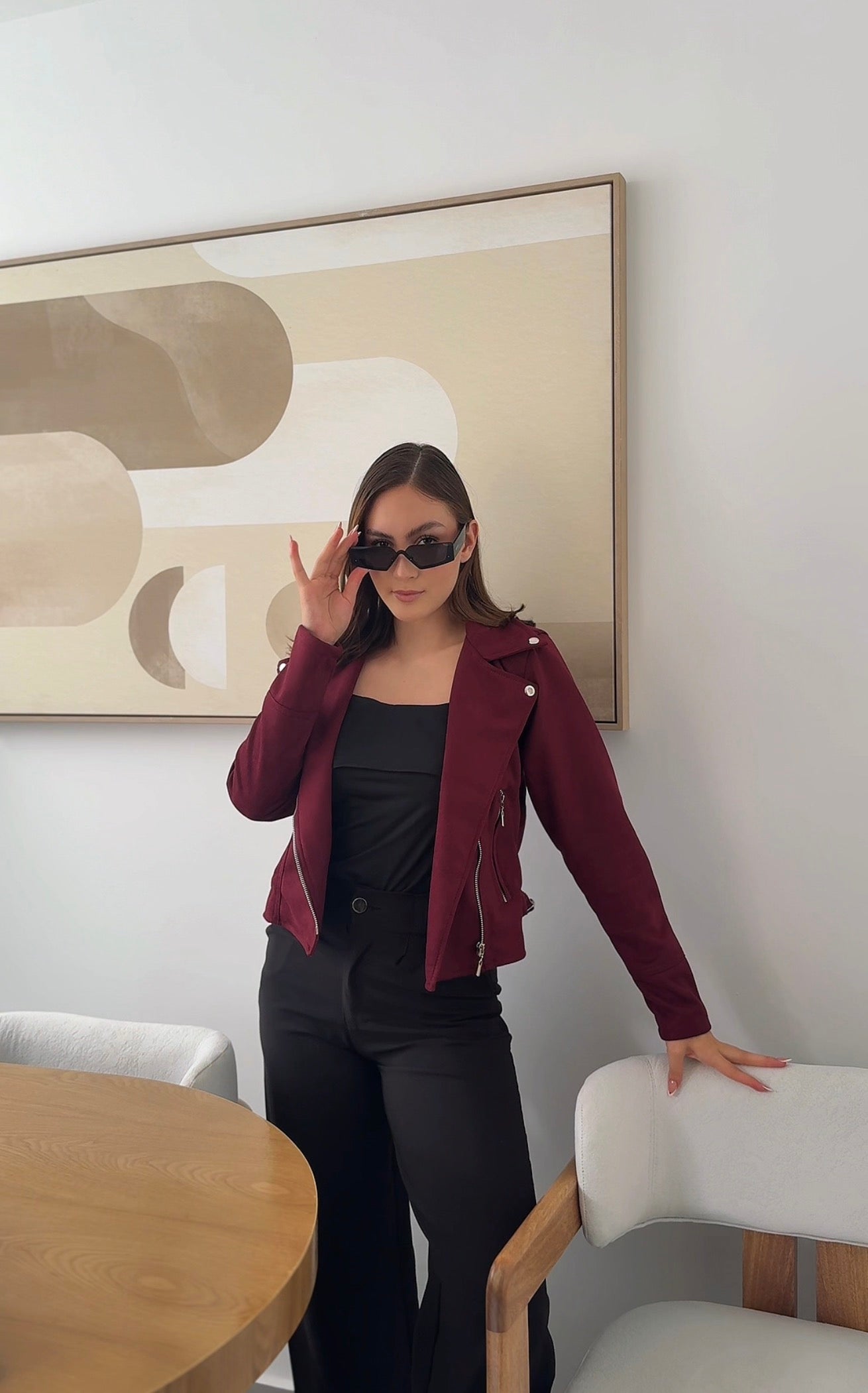 Chaqueta Elsa Gamuza Vinotinto